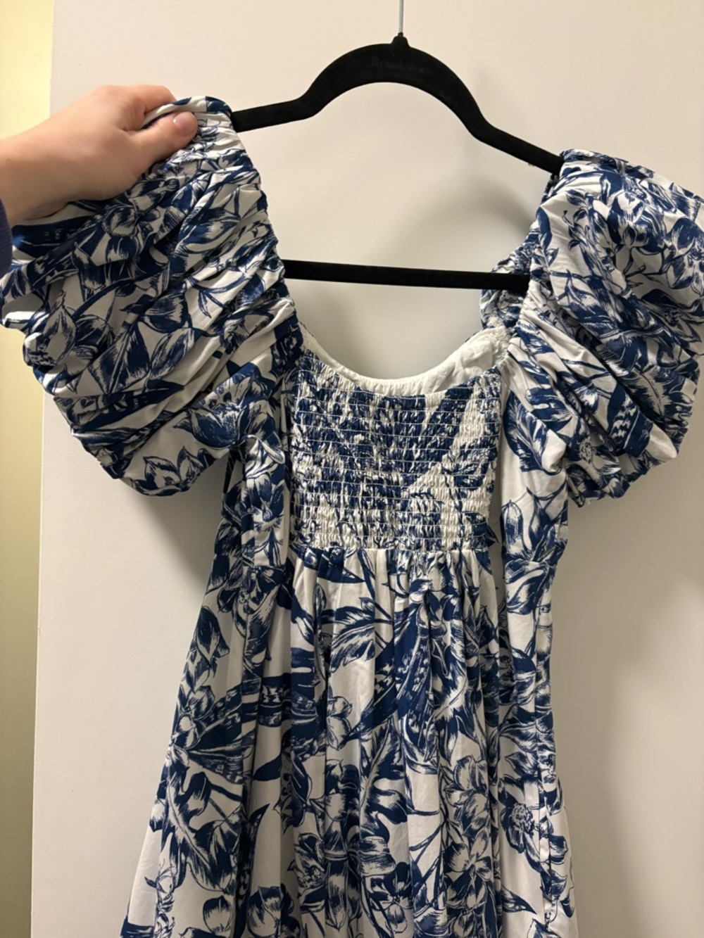 Abercrombie & Fitch Blue Floral Puff-Sleeve Dress - Picture 4 of 5